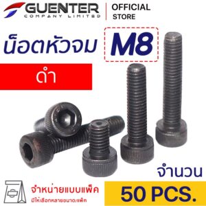 น็อตหัวจมดำ M8 (แพ็ค 50) ราคาถูกสุด!!! มีความยาวให้เลือกได้หลากหลาย แพ็คให้อย่างดี พร้อมส่ง!!! [SHB8P50]