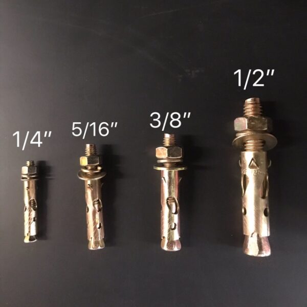 พุกเหล็ก ขนาด 1/4” - 1/2” (2หุน-4หุน) บรรจุแพ็คละ 10 ตัว