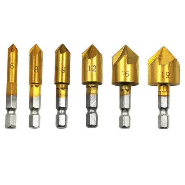 6 ชิ้น HEX S hank สว่าน 90 องศา Countersink Chamfering ไม้เหล็กขูดเครื่องมือไฟฟ้าอุปกรณ์เสริม