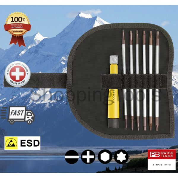 PB Swiss Tools ไขควงชุด รุ่น PB 1113 ESD กันไฟฟ้าสถิตย์ ปากแบน/แฉก/หกเหลี่ยม/Torx ของแท้ 100%