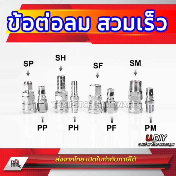 คอปเปอร์ ข้อต่อสวมเร็ว U.DIY ข้อต่อสายลม คอปเปอร์สายลมPU คอปเปอร์สวมเร็ว