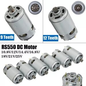 RS550 ถึงมอเตอร์ DC 10.8V 12V 14.4V 16.8V 18V 21V 25V 9 ฟัน/11 ฟัน/12 ฟัน/13 ฟันเหมาะสำหรับสว่านไฟฟ้า/ไขควงเครื่องมืออุป