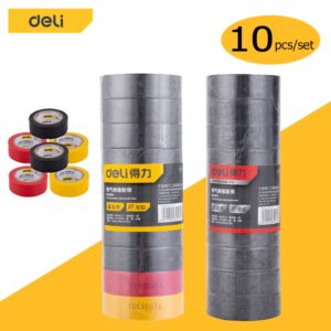 Deli เทปพันสายไฟ เทปทนความร้อน ฉนวนกันความร้อนสูง 10pcs เนื้อกาวติดแน่นทนนาน Tape