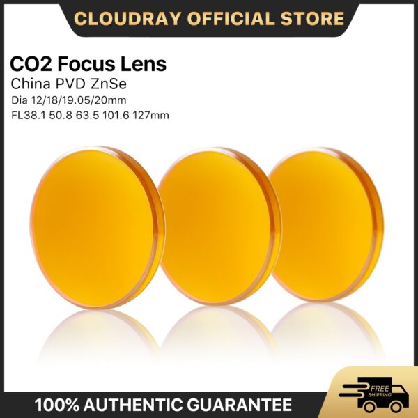 Cloudray China เลนส์โฟกัส CO2 ZnSe Dia.18 19.05 20 มม. FL38.1 50.8 63.5 101.6 127 มม. 1.5-4 นิ้ว สําหรับเครื่องแกะสลักเลเซอร์