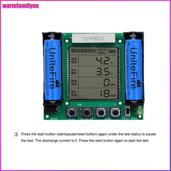 【warmfamilyou】เครื่องทดสอบความจุแบตเตอรี่ Dc5-12v 18650
