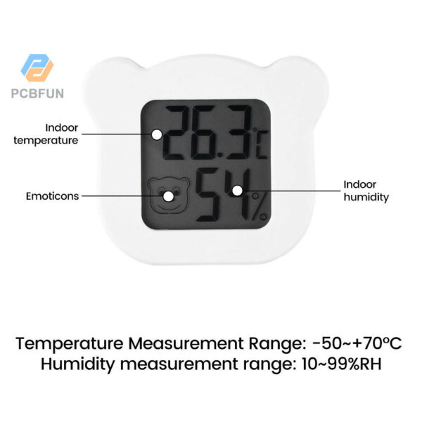 Pcbfun เครื่องวัดอุณหภูมิ และความชื้น หน้าจอดิจิทัล LCD ความแม่นยําสูง -50~+70℃ 10~99% Rh