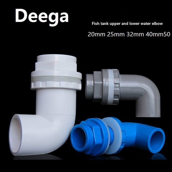 Deega ท่อน้ําด้านบน ล่าง PVC ข้องอ 90 องศา สําหรับตู้ปลา 20 25 32 40