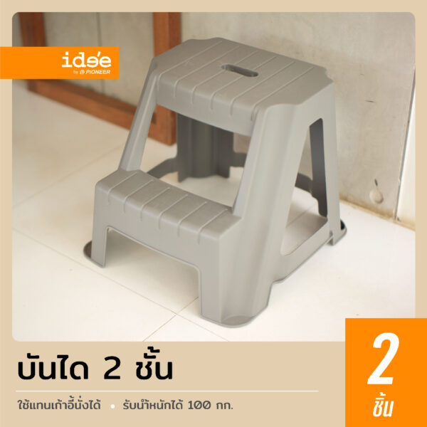 ide'e [2 PCS] PN9140 2 Step Stand เก้าอี้บันได 2 ขั้น มีที่จับง่ายต่อเคลื่อนย้าย ใช้งานสะดวก แข็งแรง ทนทาน