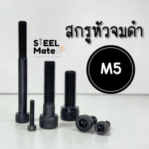 สกรูหัวจมดำ M5 เกลียว 0.8 เกลียวตลอด/เกลียวไม่ตลอด ยาว 8-100 มม.