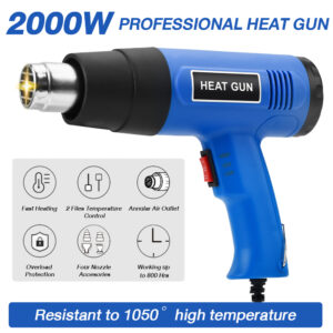 ปืนเป่าลมร้อน เครื่องเป่าลมร้อน 2000W HEAT GUN ใช้สำหรับฟิล์มหดบรรจุภัณฑ์ฟิล์มรถยนต์เพื่อดัดท่อพลาสติ，อเนกประสงค์