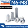 น็อต M8 M10 หัวจมแบน หัวกลมแบน ชุบขาว เกลียวมิล หยาบ สกรู PL900 WHITE ZINC