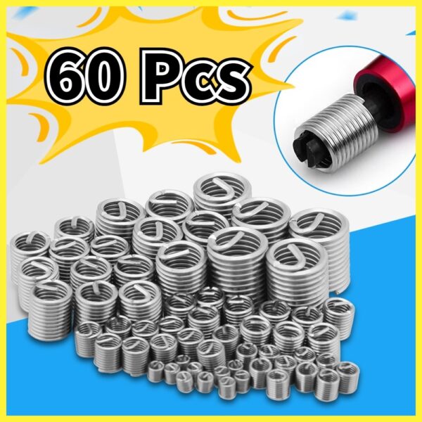 60pcs/set สปริงซ่อมเกลียว/ชุดซ่อมเกลียว สเตนเลส M3 M4 M5 M6 M8 M10 M12 60 ชิ้น