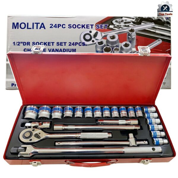 MOLITA TOOLS ชุดเครื่องมือ ประแจ ชุดบล็อก 24 ชิ้น ขนาด 1/2 (4หุน)