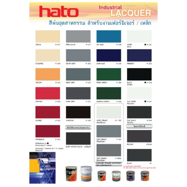 สีพ่นอุตสาหกรรม Hato ขนาด 0.8 ลิตร (1/4 กล.) ฮาโต้ สีพ่น สีรองพื้น สีพ่นรถ สีพ่นไม้ สีพ่นเหล็ก พ่นพื้นเทา พ่นพื้นไม้