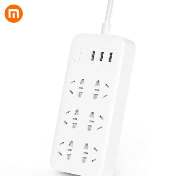 Xiaomi Smart Power Strip เครื่องจ่ายไฟอัจฉริยะ 2A ชาร์จไฟได้รวดเร็ว 3 เต้า USB 6 ปลั๊กไฟมาตรฐาน