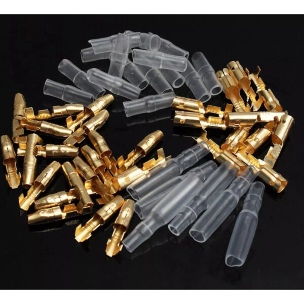 (5 ชุด) หัวต่อสาย หางปลา เสียบ ปลอกยาง หัวกลม 4mm #หัวกลม4mm(ทองเหลือง) พร้อมส่ง