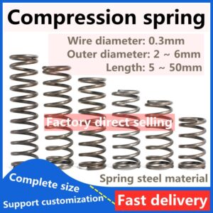 【AZY】สปริงเหล็ก เส้นผ่าศูนย์กลาง 0.3 มม. 65Mn OD3-10 มม. ยาว 5-50 มม. 5 ชิ้น