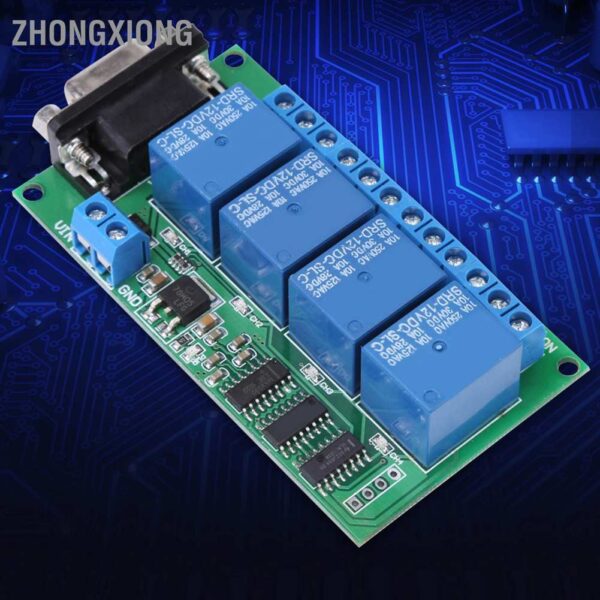 Zhongxiong 12V 4Ch Db9 Rs232 บอร์ดรีเลย์ควบคุมระยะไกล Uart พอร์ตซีเรียลสวิทช์สําหรับรถมอเตอร์ Arduino Nodemcu มีเก็บเงินปลายทาง