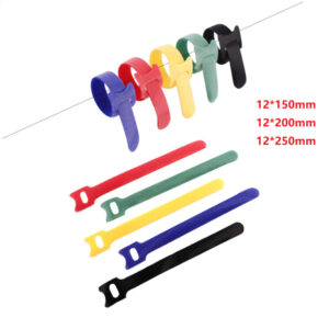 30/100pcs T-Type Cable Tie Wire Reusable Cord Organizer Wire 150*12mm  200*12mm  250*12mm Colorful Computer Data Cable Power Cable Tie Straps สายรัดสายไฟ รูปตัว