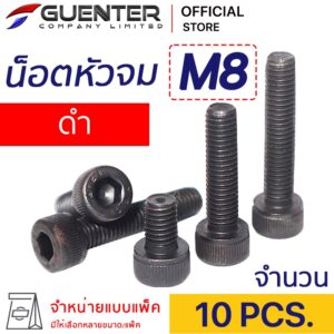 น็อตหัวจมดำ M8 (แพ็ค 10) ราคาถูกสุด!!! มีความยาวให้เลือกได้หลากหลาย แพ็คให้อย่างดี พร้อมส่ง!!! [SHB8P10]