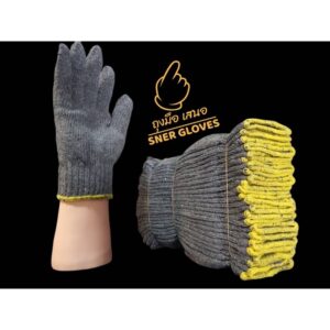 ถุงมือผ้าฝ้าย อย่างดี สีเทา ยกโหล (12คู่)/ ใส่ทำงาน/ ถุงมือช่าง COTTON GLOVES 600g