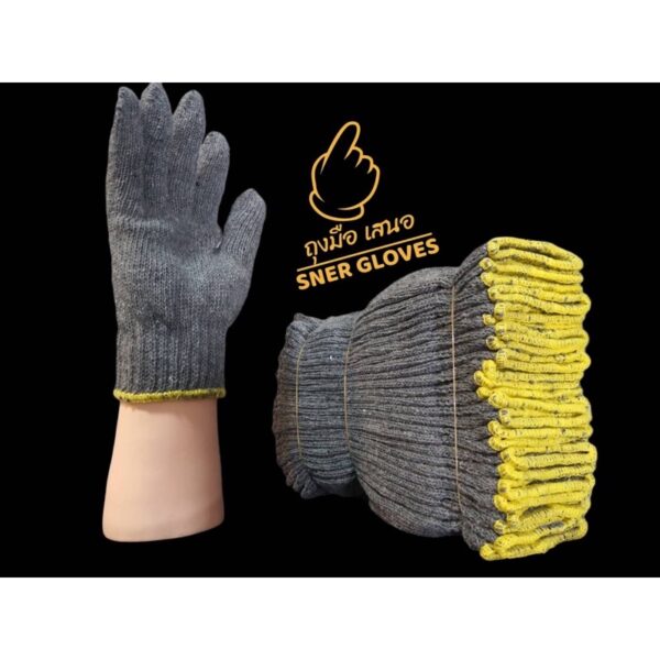 ถุงมือผ้าฝ้าย อย่างดี สีเทา ยกโหล (12คู่)/ ใส่ทำงาน/ ถุงมือช่าง COTTON GLOVES 600g