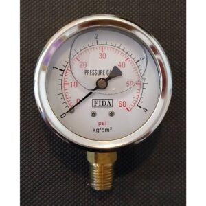 "FIDA" Pressure gauge stainless เกจวัดแรงดัน สแตนเลส หน้าปัด 2.5" เกลียว BTTM 1/4" 4