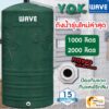 จัดส่งฟรี ถังเก็บน้ำบนดิน WAVE รุ่น Yok (หยก)  ถังเก็บน้ำบนดินถังสีเขียว รับประกัน 15 ปี  ขนาด1000ลิตรขนาด2000ลิตร