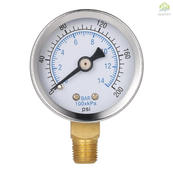 40 มม.0 ~ 200psi 0 ~ 14bar สระว่ายน้ำกรองน้ำความดันไฮดรอลิกเครื่องวัดความดัน Manometer 1/8 "NPT ใหม่