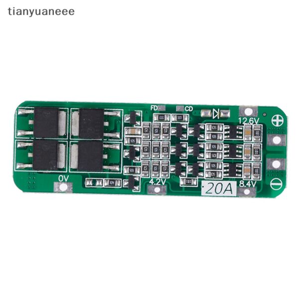 Tianyuaneee บอร์ดป้องกันที่ชาร์จลิเธียม 3S 20A Li-ion 18650 PCB BMS 12.6V